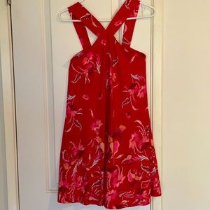 Halter-front swingy print sundress